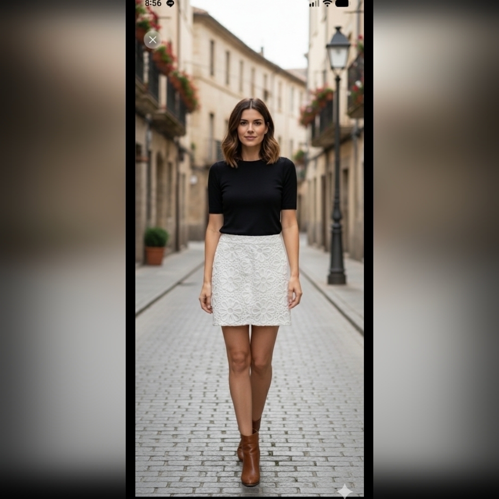 I.N.C. Woman's White Floral-Design Pencil Skirt Size 6